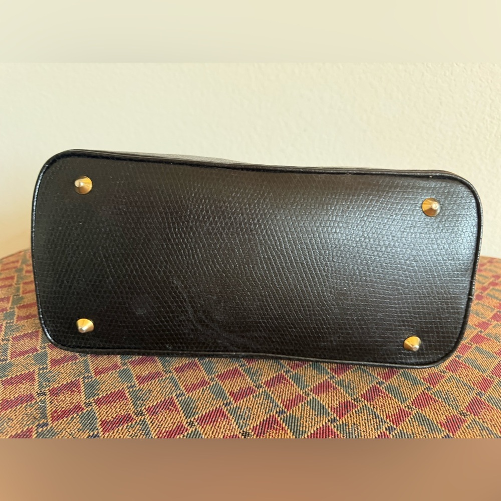 CAROLINA HERRERA Vintage Black Leather Satchel Handbag - Picture 5 of 9
